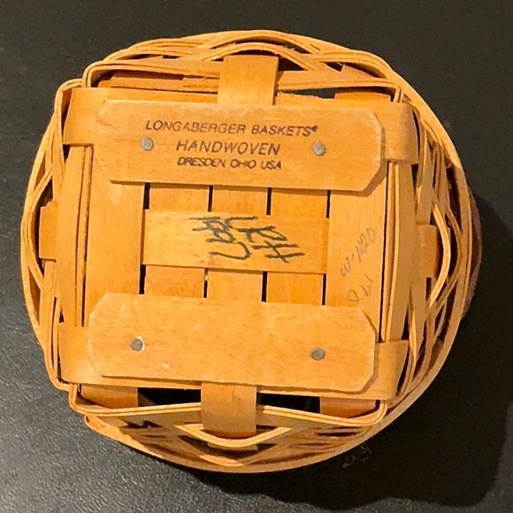 Longaberger Woven Basket with Leather Handles - Picture 3 of 5